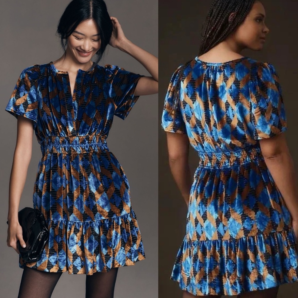 Anthropologie Somerset Mini Dress Velvet Edition